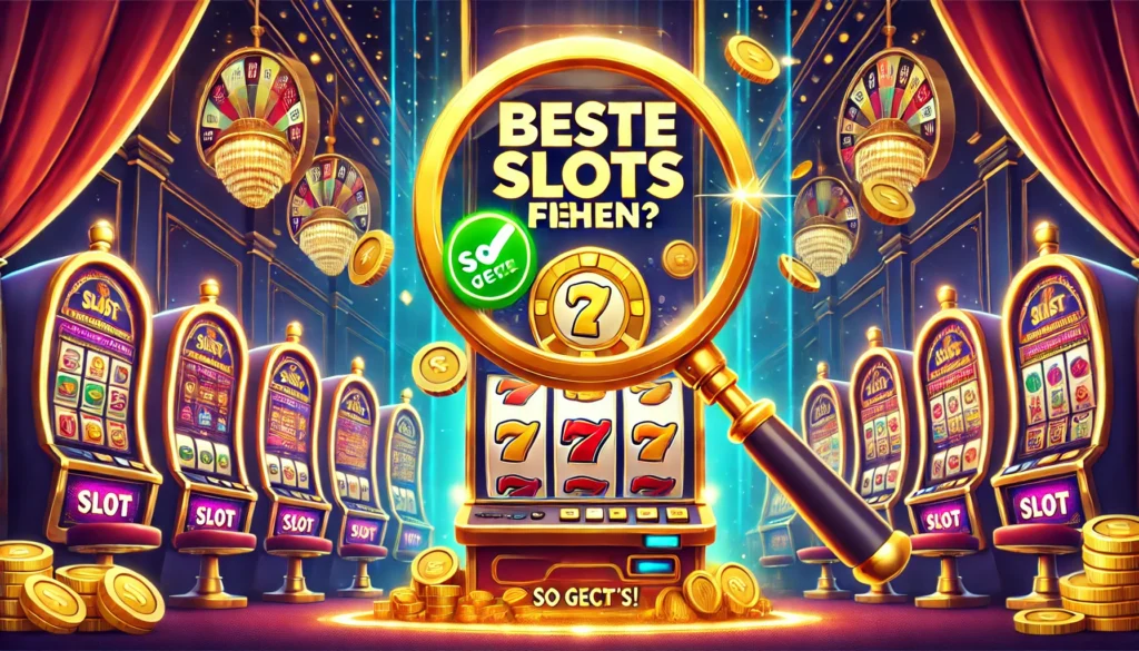 DALLE 20250323 131349 A vibrant and eyecatching 169 thumbnail for a blog post about finding the best slot machines The background shows a glamorous dark casino interior Umsonst Slots